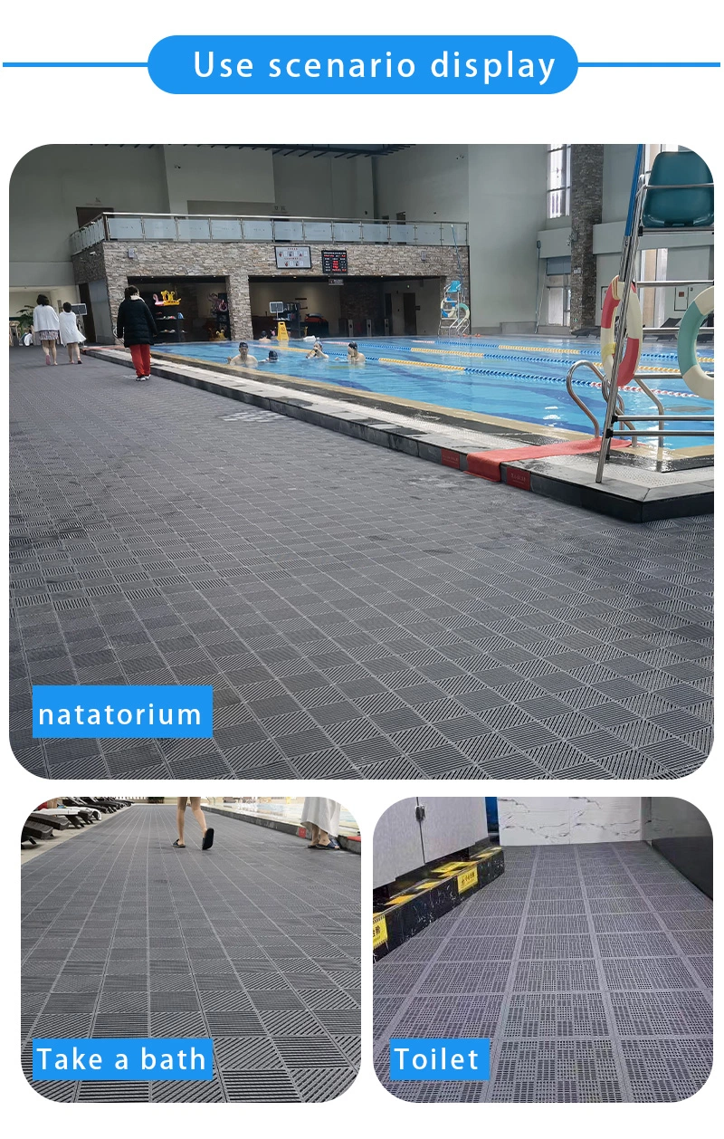 Splicing Tiles Customized Size Pure PVC Anti Skid Sauna Room Drainage Vinyl Grid Bath Tub Floor Doormat Waterproof Pool Mats