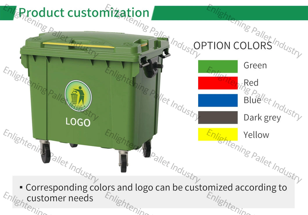 1100L/660L Large Outdoor Public Street HDPE 4 Wheel Industrial Plastic Trash/Rubbish/Waste/Garbage/Wheelie Bins with Lid Pedal